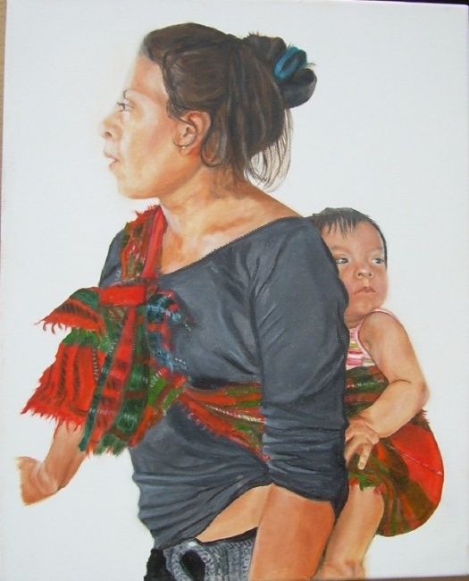 Peinture intitulée "Mother and child" par Joie, Œuvre d'art originale