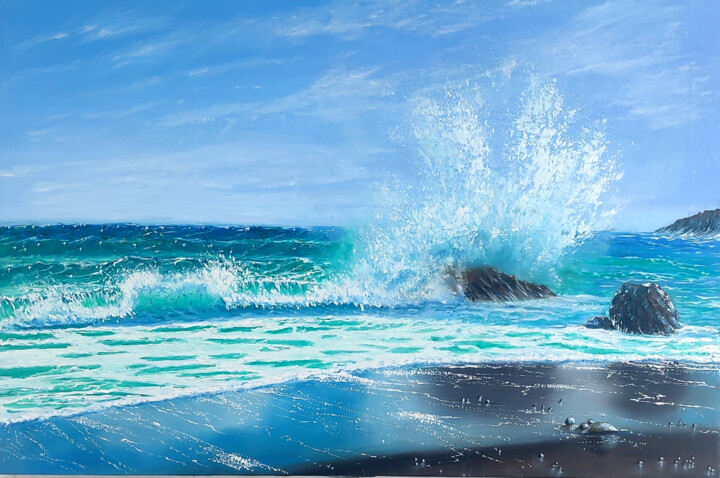 Painting titled "Sea element" by Artem Kolesnikov, Original Artwork, Oil
