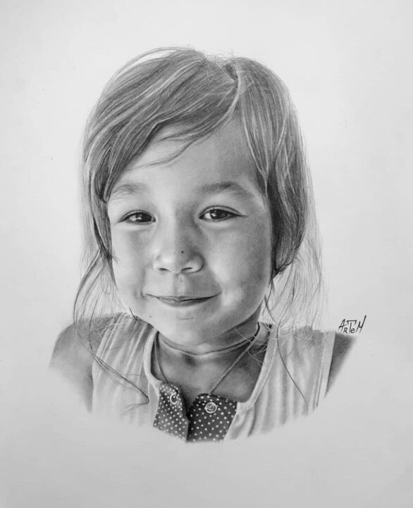 Drawing titled "Портрет маленькой д…" by Artem Rudik, Original Artwork, Pencil