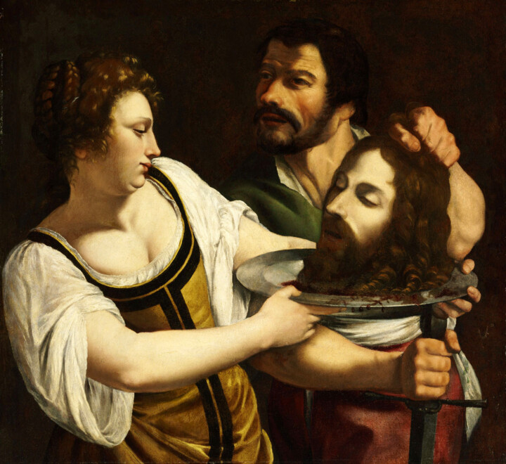 Pittura intitolato "Salomé avec la tête…" da Artemisia Gentileschi, Opera d'arte originale, Olio