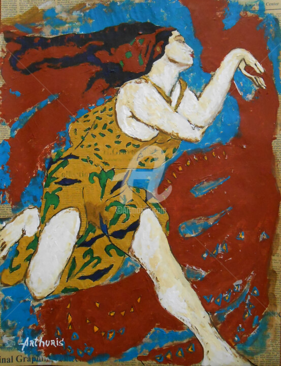Schilderij getiteld ""Dance (I)"" door Arthuris, Origineel Kunstwerk, Gouache