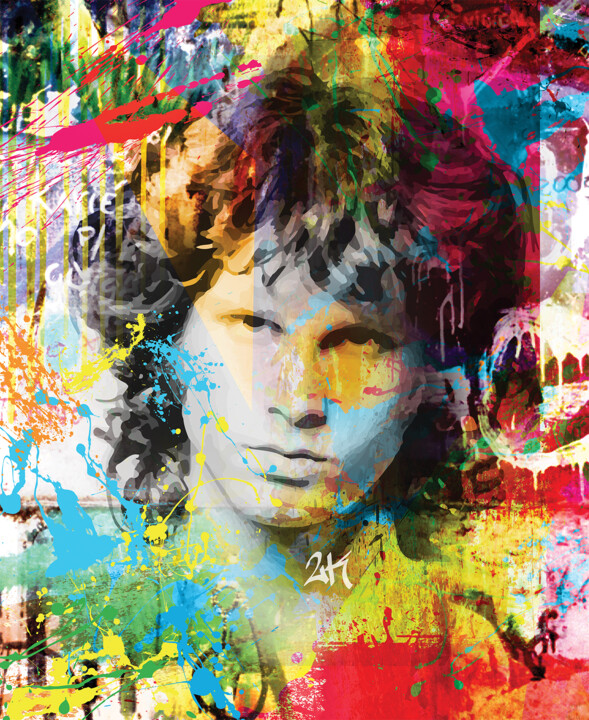 Arte digital titulada "Jim Morrison" por 2kyff, Obra de arte original, Pintura Digital Montado en Bastidor de camilla de mad…