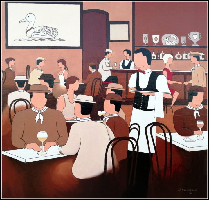 Pittura intitolato "Après le match." da Jacques Yvernogeau, Opera d'arte originale, Olio