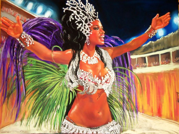 Pittura intitolato "carnival-in-rio.jpg" da Marilia De Campos, Opera d'arte originale