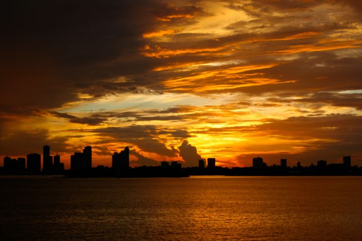 Fotografie getiteld "Miami Beach Sunset" door Nine, Origineel Kunstwerk
