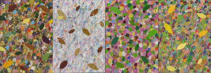 Peinture intitulée "Four Seasons ( quad…" par Artkmst, Œuvre d'art originale, Acrylique Monté sur Châssis en bois