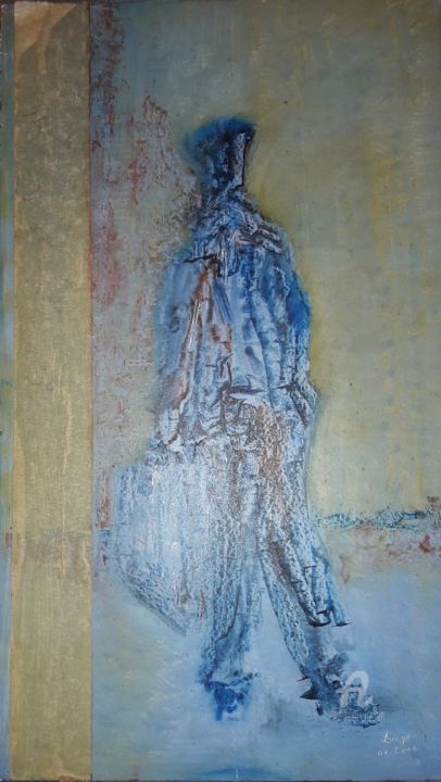 L'homme Double À La Valise Bleue, Painting by Artpalac | Artmajeur