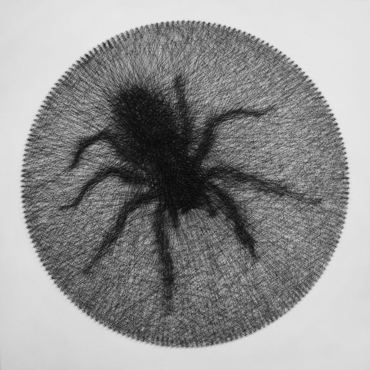 Arte textil titulada "Spider string art" por Andrey Saharov, Obra de arte original, Hilo