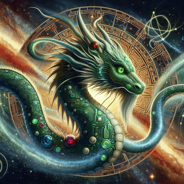 Arte digital titulada "GreenDragon A." por Artportal1618, Obra de arte original, Imagen generada por IA