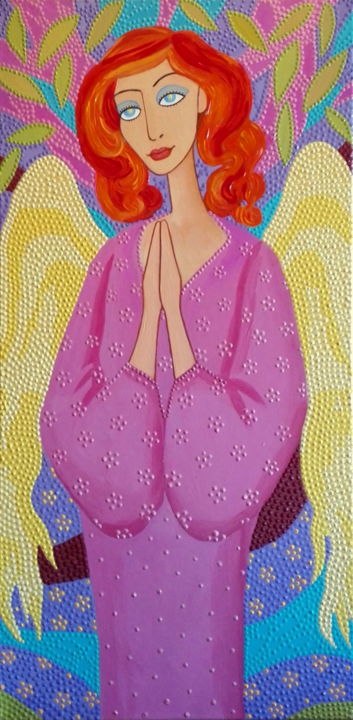 Painting titled "Guardian Angel" by Anart, Original Artwork, Acrylic