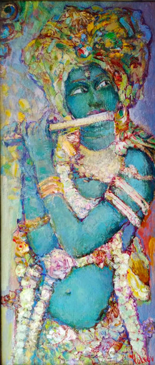 Painting titled "Krishna" by Viktor Volkov, Original Artwork, Oil