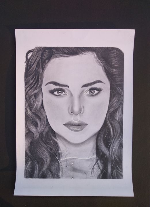 Рисунок под названием "Demi Rose Artwork" - Ajay Sharma (Artworksnation), Подлинное произведение искусства, Графит