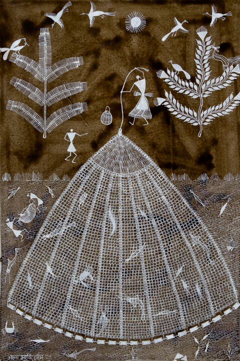 Pintura titulada "Fish Net" por Aruna Arvind Irim, Obra de arte original, Acrílico