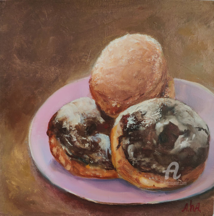 제목이 "Donuts. Oil painting"인 미술작품 Elena Gridneva로, 원작, 기름