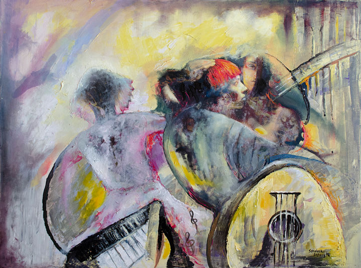 Peinture intitulée "Musical desire II" par Anna Sandecka-Ląkocy, Œuvre d'art originale, Huile