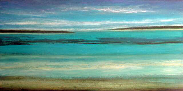 Painting titled "Celadon Reef" by Ashley Harkness, Original Artwork, Oil