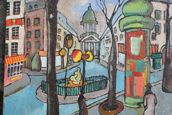 Malerei mit dem Titel "Rue à Paris" von Yves André, Original-Kunstwerk, Öl