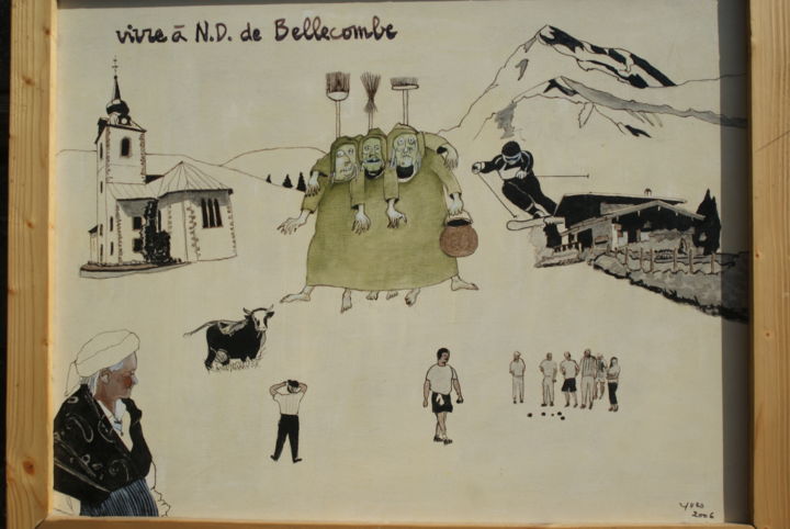 Malerei mit dem Titel "Vivre à Bellecombe" von Yves André, Original-Kunstwerk, Tinte