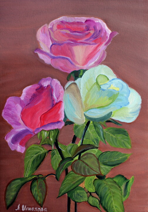 "Roses" başlıklı Tablo Asya Ignatova tarafından, Orijinal sanat, Petrol