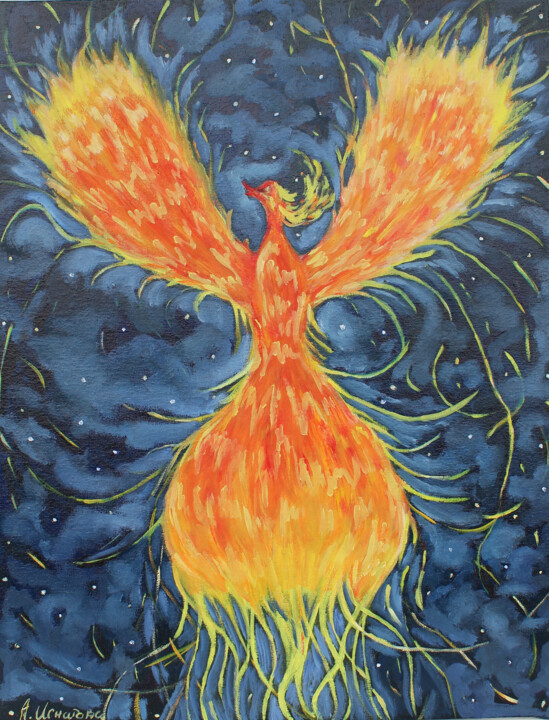 Ζωγραφική με τίτλο "Phoenix" από Asya Ignatova, Αυθεντικά έργα τέχνης, Λάδι