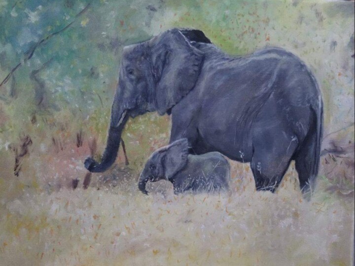 Painting titled "A Mother's Love" by Astrid Warakomski, Original Artwork, Oil