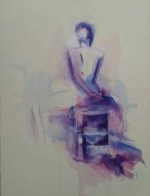 Painting titled "Mujer de espalda en…" by Astrid Waldman, Original Artwork