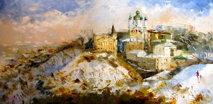 Schilderij getiteld "Winter Kiev" door Anna Kolos, Origineel Kunstwerk, Olie