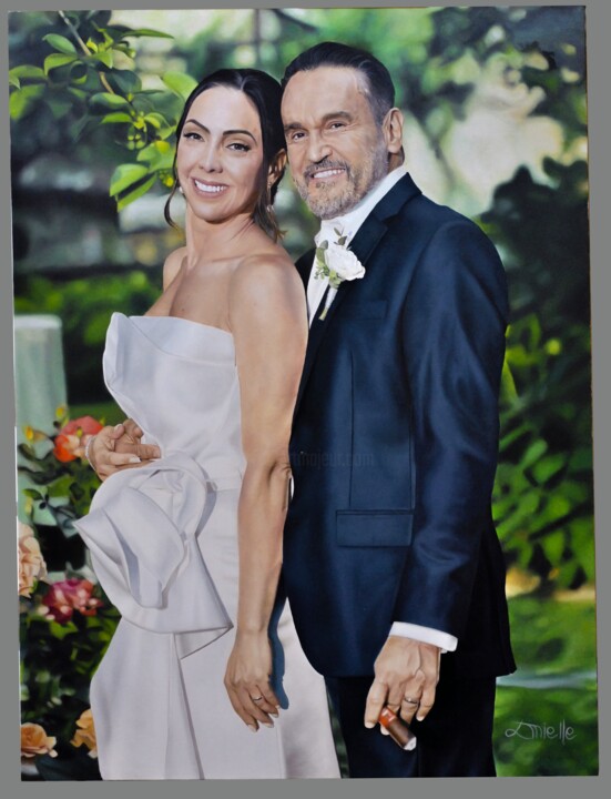 Malerei mit dem Titel "Retrato casal -  Hu…" von Luis Mielle, Original-Kunstwerk, Öl