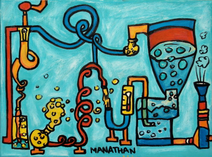 Peinture intitulée "Laboratoire" par Nathalia Chipilova, Œuvre d'art originale, Acrylique