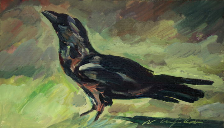 Painting titled "Daily Raven 2 2020/…" by Nathalia Chipilova, Original Artwork, Acrylic