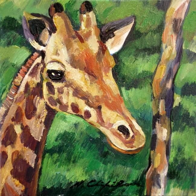 Картина под названием "Tête de girafe" - Nathalia Chipilova, Подлинное произведение искусства, Акрил
