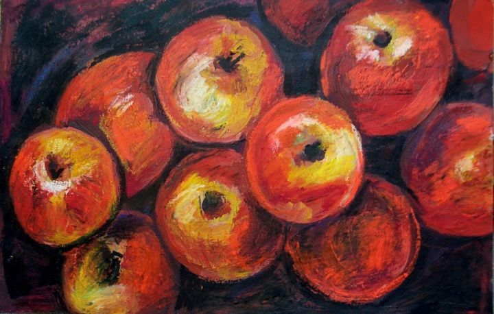 Painting titled "Pommes rouges" by Nathalia Chipilova, Original Artwork, Acrylic