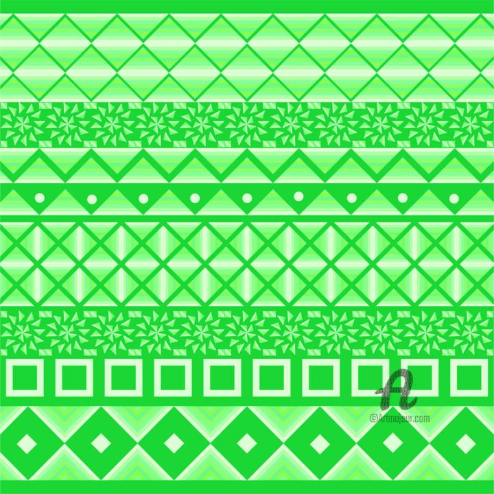 Art textile intitulée "green box" par Attire Glory, Œuvre d'art originale, Travail numérique 2D