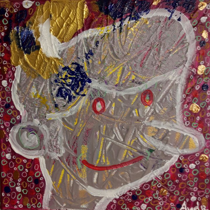 绘画 标题为“Samuel, le clown.” 由Aude Peris, 原创艺术品, 丙烯 安装在木质担架架上