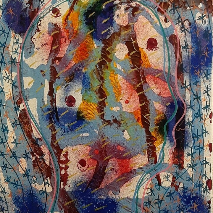 제목이 "Portrait multidimen…"인 미술작품 Aude Peris로, 원작, 아크릴 나무 들것 프레임에 장착됨