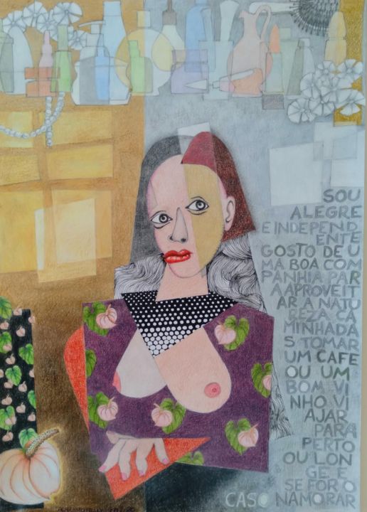 "maria, 54" başlıklı Resim Augusto Paulo tarafından, Orijinal sanat, Kalem