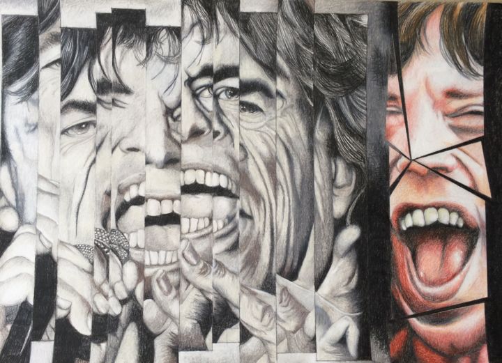 Dibujo titulada "Jagger" por Augusto Paulo, Obra de arte original, Lápiz