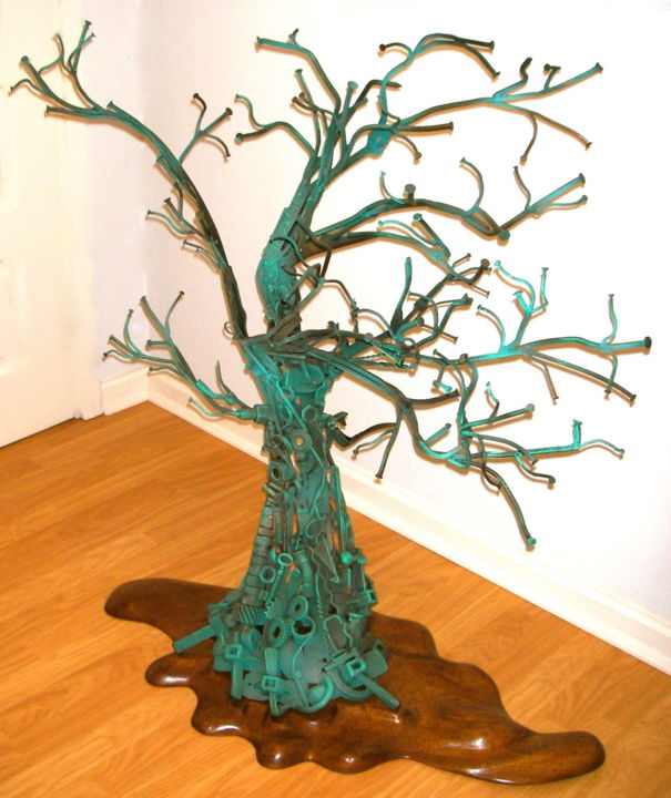 Sculpture titled "Iron Tree Sapling" by Aureliano De Aguiar, Original Artwork, Metals