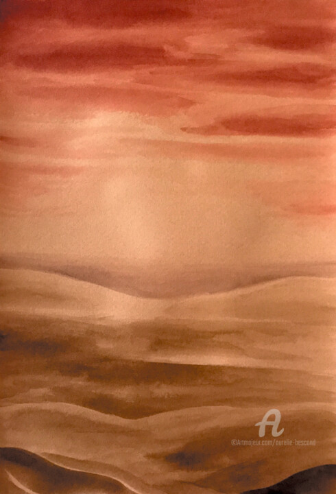 Peinture intitulée "Mer de Sable" par Aurélie Bescond, Œuvre d'art originale, Encre