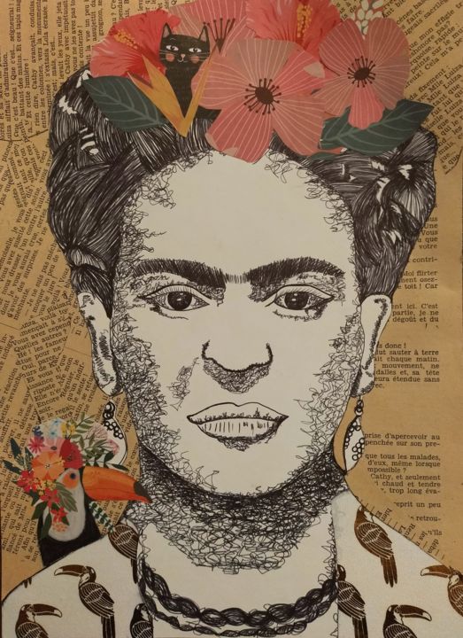 제목이 "Frida 1"인 그림 Aurélie Bourguignon/Art'Nb로, 원작, 볼펜