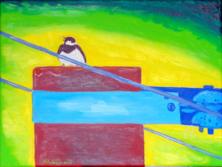 Painting titled "Free as a Bird" by Aurelio Nicolazzo, Original Artwork, Oil