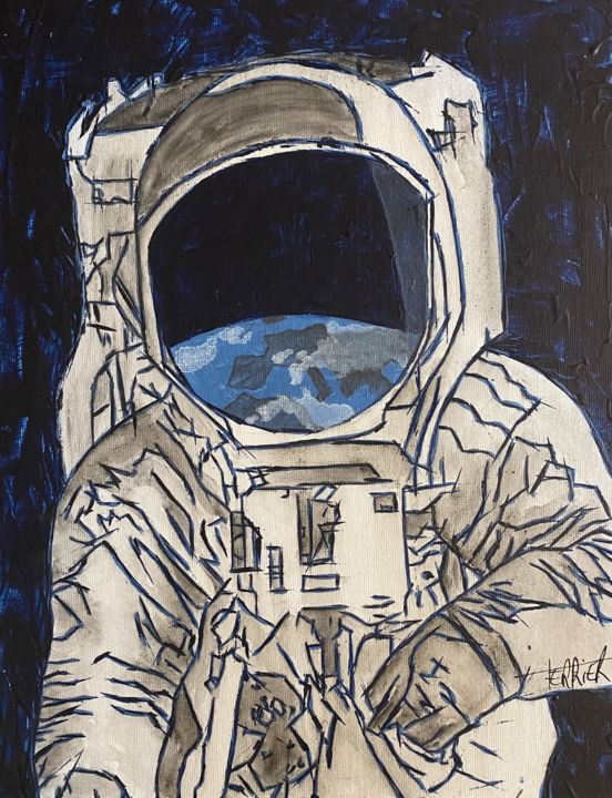 Schilderij getiteld "Astro" door Aurore Terrier, Origineel Kunstwerk, Acryl