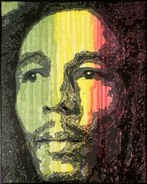 Pittura intitolato "Bob Marley" da Aurore Terrier, Opera d'arte originale, Acrilico Montato su Telaio per barella in legno