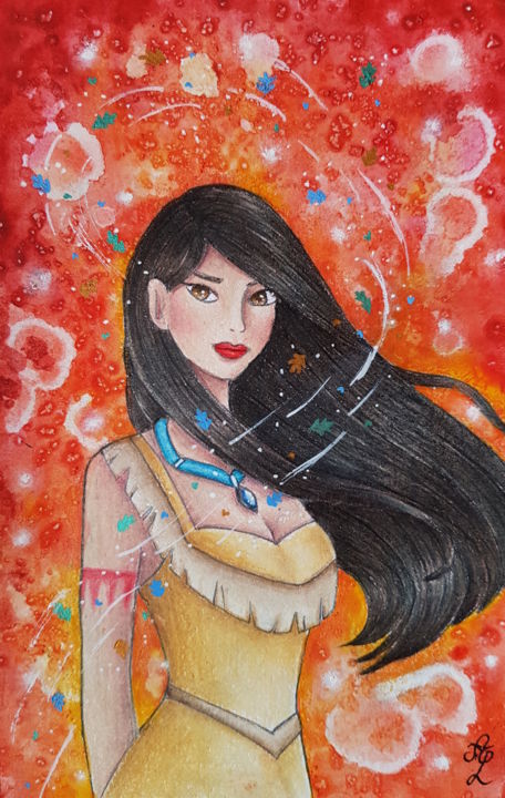 Pittura intitolato "Pocahontas" da Aurore Loallyn, Opera d'arte originale