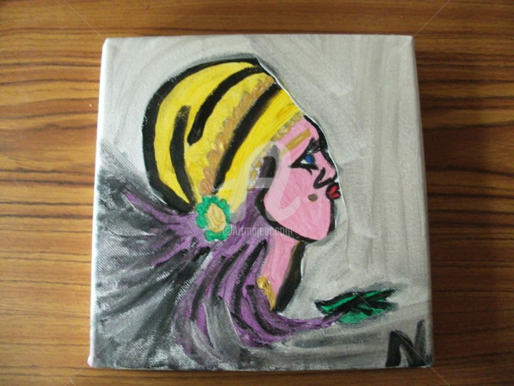 Painting titled ""RETRO MUSE"" by Little Blue Soul, Original Artwork, Acrylic