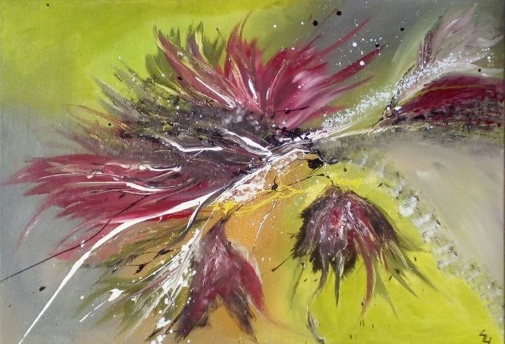 Painting titled "Eclosion" by Auxsandycouleurs, Original Artwork, Acrylic