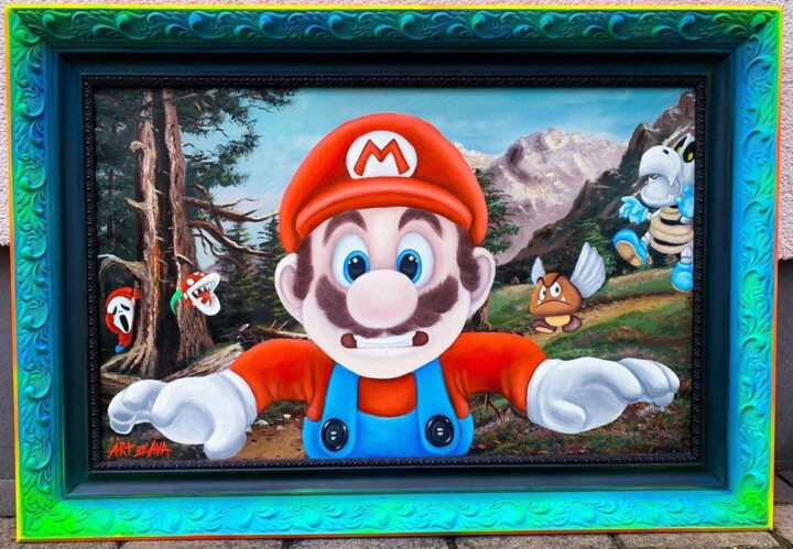 Peinture intitulée "Scared Mario" par Ava Moazen (ArtByAva), Œuvre d'art originale, Huile