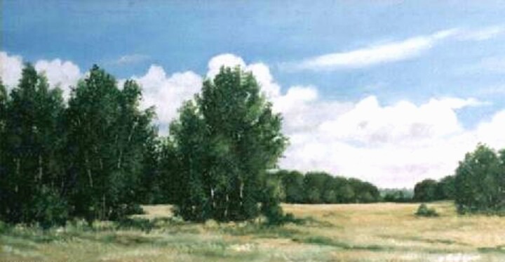 Pintura titulada "Among the fields. A…" por Vladimir Abaimov, Obra de arte original, Oleo