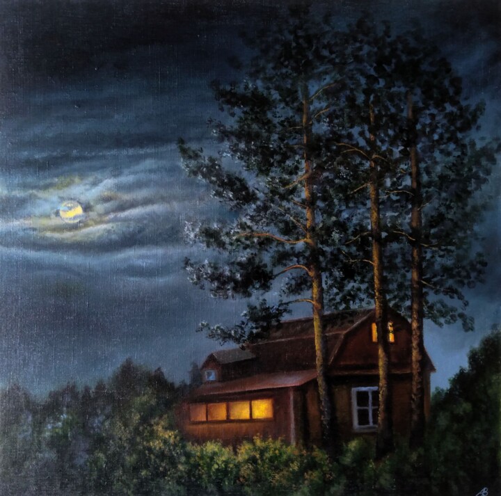 Картина под названием "The Light from the…" - Владимир Абаимов, Подлинное произведение искусства, Масло