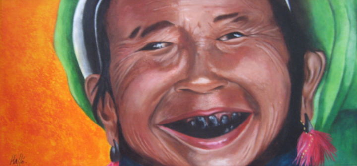 Pintura intitulada "dents noires" por Axelle Hallé, Obras de arte originais, Acrílico